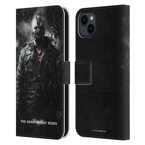 The Dark Knight Rises Key Art Bane Rain Poster Leather Book Wallet Case Cover For Apple iPhone 15 Plus