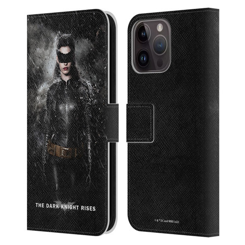 The Dark Knight Rises Key Art Catwoman Rain Poster Leather Book Wallet Case Cover For Apple iPhone 15 Pro Max
