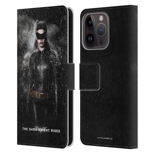 The Dark Knight Rises Key Art Catwoman Rain Poster Leather Book Wallet Case Cover For Apple iPhone 15 Pro