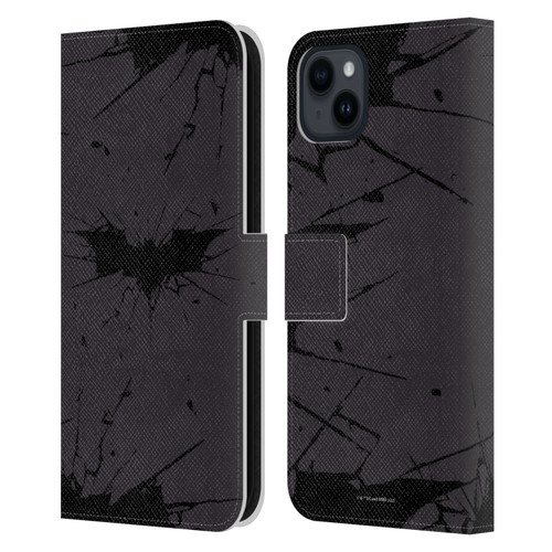 The Dark Knight Rises Logo Black Leather Book Wallet Case Cover For Apple iPhone 15 Plus