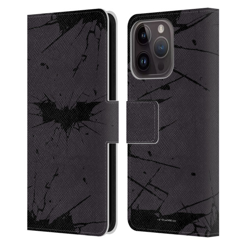 The Dark Knight Rises Logo Black Leather Book Wallet Case Cover For Apple iPhone 15 Pro