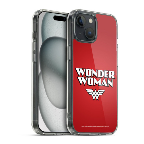 Wonder Woman DC Comics Logos Text Soft Gel Case for Apple iPhone 15