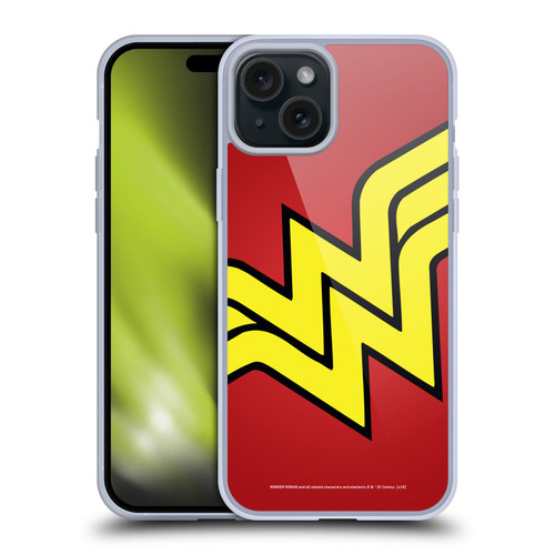 Wonder Woman DC Comics Logos Oversized Soft Gel Case for Apple iPhone 15 Plus