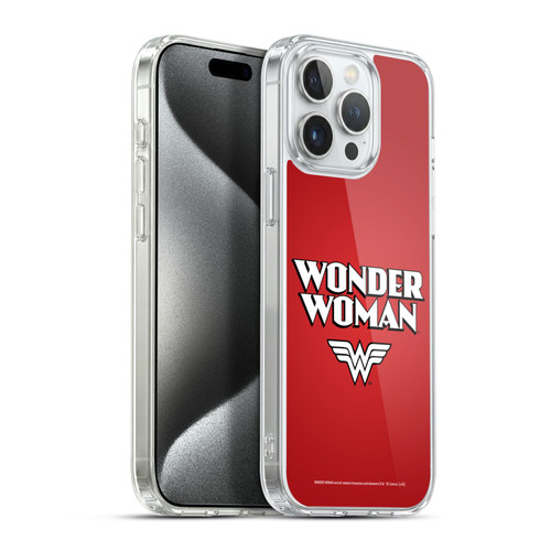 Wonder Woman DC Comics Logos Text Soft Gel Case for Apple iPhone 15 Pro Max