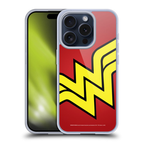 Wonder Woman DC Comics Logos Oversized Soft Gel Case for Apple iPhone 15 Pro