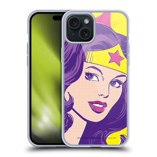 Wonder Woman DC Comics Vintage Art Pop Art Soft Gel Case for Apple iPhone 15 Plus