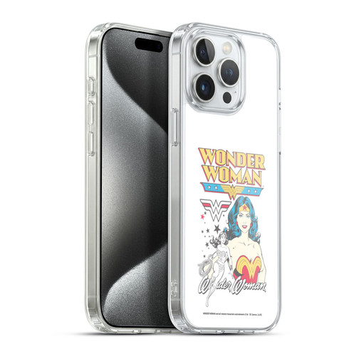 Wonder Woman DC Comics Vintage Art White Soft Gel Case for Apple iPhone 15 Pro Max & MagSafe