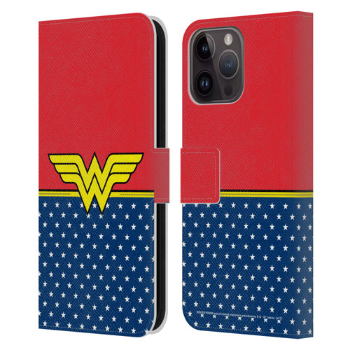 Wonder Woman DC Comics Logos Costume Leather Book Wallet Case Cover For Apple iPhone 15 Pro Max