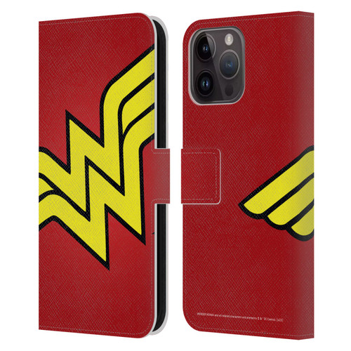 Wonder Woman DC Comics Logos Oversized Leather Book Wallet Case Cover For Apple iPhone 15 Pro Max