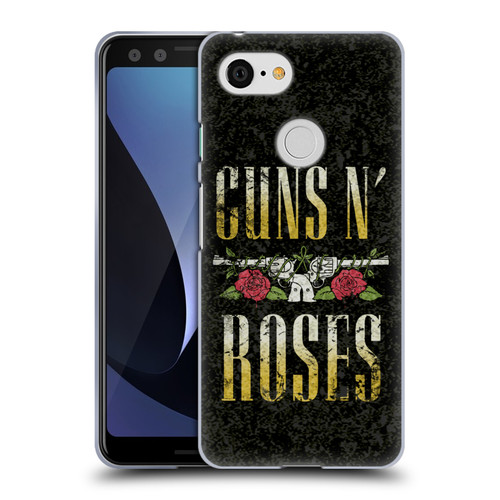 Guns N' Roses Key Art Text Logo Pistol Soft Gel Case for Google Pixel 3