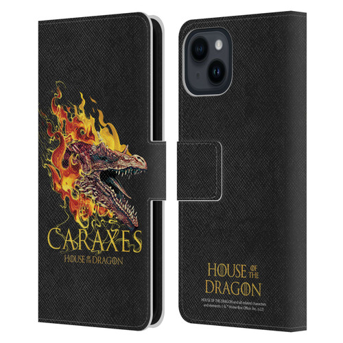 House Of The Dragon: Television Series Art Caraxes Leather Book Wallet Case Cover For Apple iPhone 15