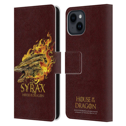House Of The Dragon: Television Series Art Syrax Leather Book Wallet Case Cover For Apple iPhone 15
