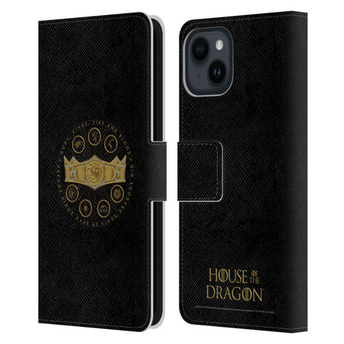 House Of The Dragon: Television Series Graphics Crown Leather Book Wallet Case Cover For Apple iPhone 15