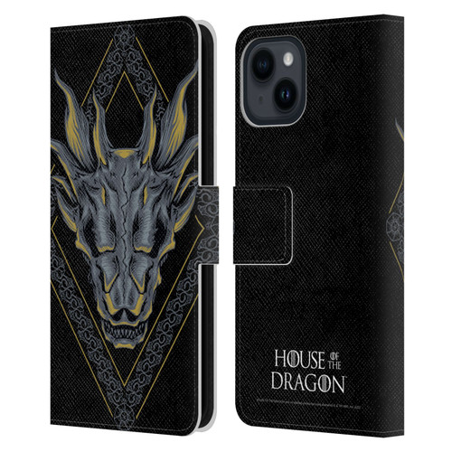 House Of The Dragon: Television Series Graphics Dragon Head Leather Book Wallet Case Cover For Apple iPhone 15