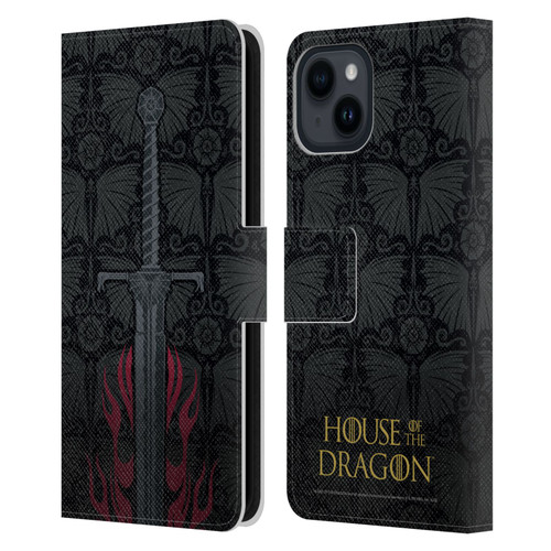 House Of The Dragon: Television Series Graphics Sword Leather Book Wallet Case Cover For Apple iPhone 15