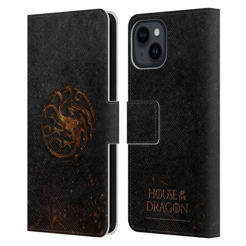 House Of The Dragon: Television Series Graphics Targaryen Emblem Leather Book Wallet Case Cover For Apple iPhone 15