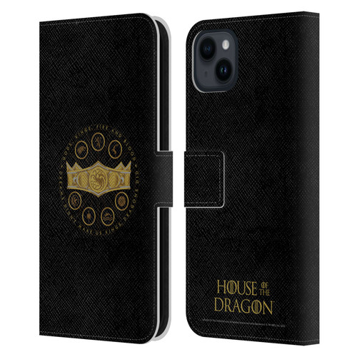 House Of The Dragon: Television Series Graphics Crown Leather Book Wallet Case Cover For Apple iPhone 15 Plus