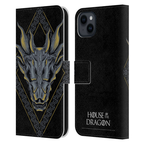 House Of The Dragon: Television Series Graphics Dragon Head Leather Book Wallet Case Cover For Apple iPhone 15 Plus