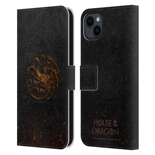 House Of The Dragon: Television Series Graphics Targaryen Emblem Leather Book Wallet Case Cover For Apple iPhone 15 Plus