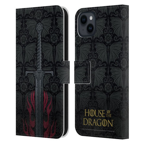 House Of The Dragon: Television Series Graphics Sword Leather Book Wallet Case Cover For Apple iPhone 15 Plus