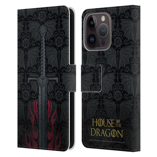 House Of The Dragon: Television Series Graphics Sword Leather Book Wallet Case Cover For Apple iPhone 15 Pro