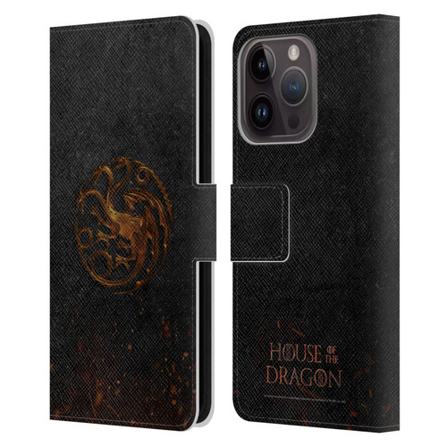 House Of The Dragon: Television Series Graphics Targaryen Emblem Leather Book Wallet Case Cover For Apple iPhone 15 Pro