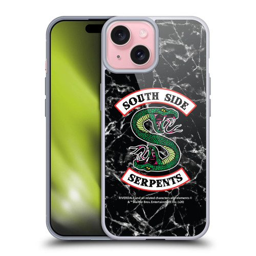 Riverdale South Side Serpents Black And White Marble Logo Soft Gel Case for Apple iPhone 15