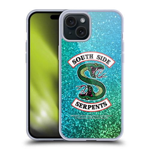 Riverdale South Side Serpents Glitter Print Logo Soft Gel Case for Apple iPhone 15 Plus