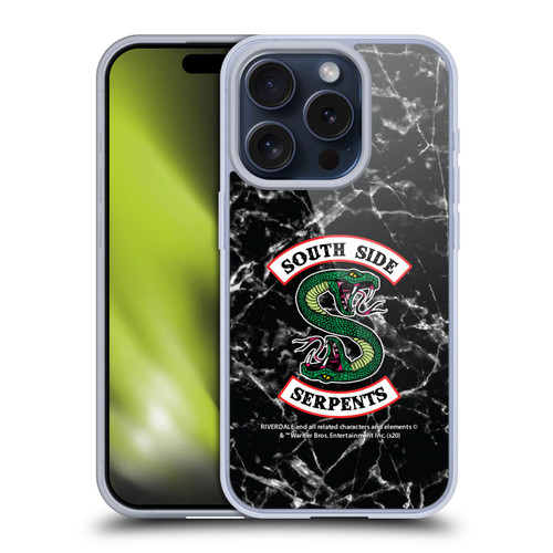 Riverdale South Side Serpents Black And White Marble Logo Soft Gel Case for Apple iPhone 15 Pro