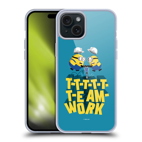 Minions Rise of Gru(2021) Graphics Teamwork Soft Gel Case for Apple iPhone 15 Plus