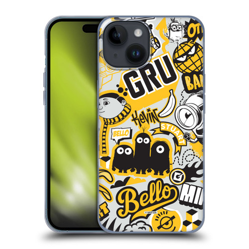 Minions Rise of Gru(2021) Iconic Mayhem Pattern 1 Soft Gel Case for Apple iPhone 15