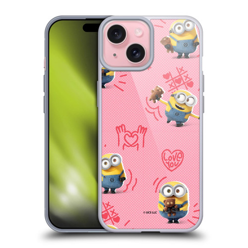 Minions Rise of Gru(2021) Valentines 2021 Bob Pattern Soft Gel Case for Apple iPhone 15