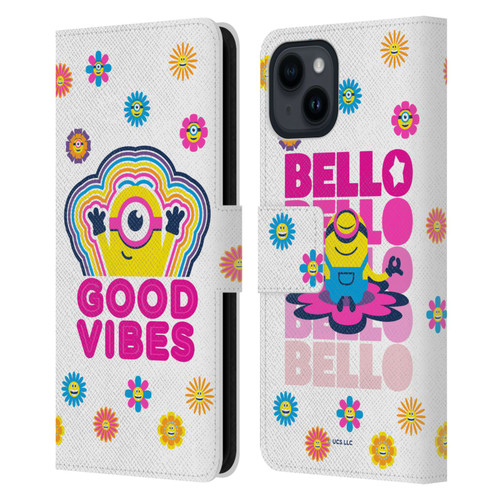 Minions Rise of Gru(2021) Day Tripper Good Vibes Leather Book Wallet Case Cover For Apple iPhone 15