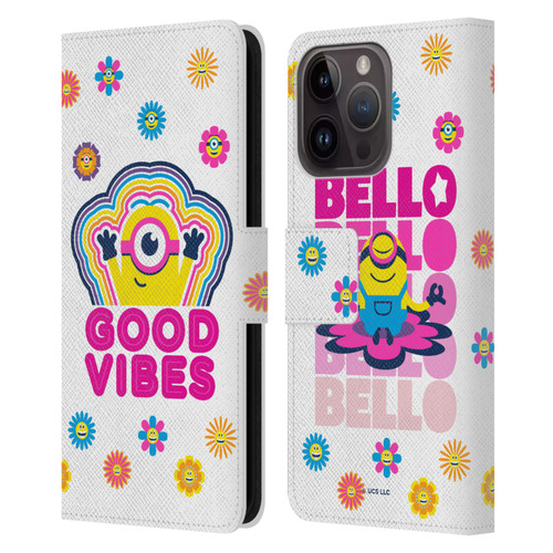 Minions Rise of Gru(2021) Day Tripper Good Vibes Leather Book Wallet Case Cover For Apple iPhone 15 Pro