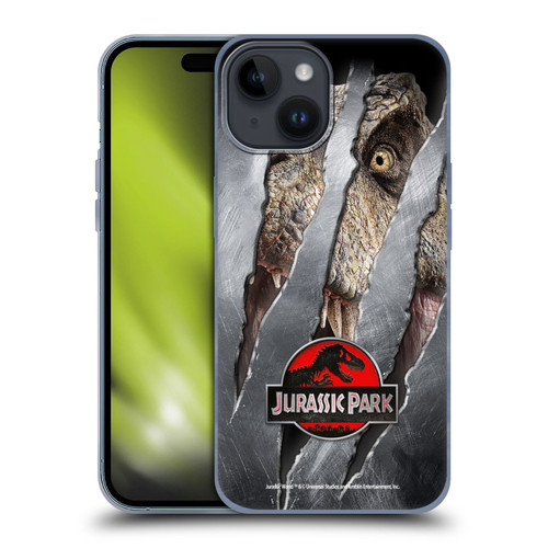 Jurassic Park Logo T-Rex Claw Mark Soft Gel Case for Apple iPhone 15