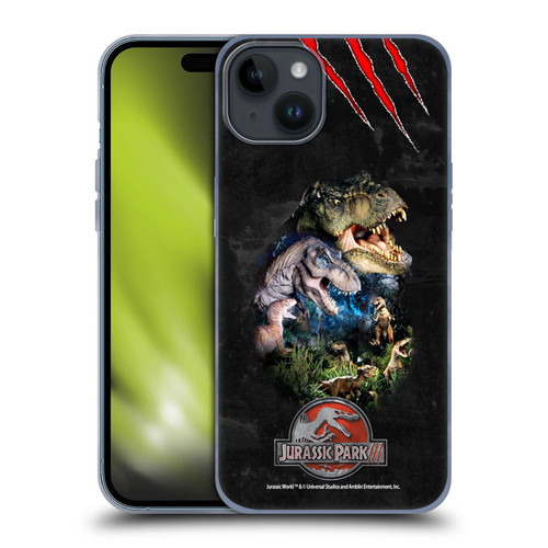 Jurassic Park III Key Art Dinosaurs Soft Gel Case for Apple iPhone 15 Plus