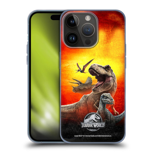 Jurassic World Key Art Dinosaurs Soft Gel Case for Apple iPhone 15 Pro