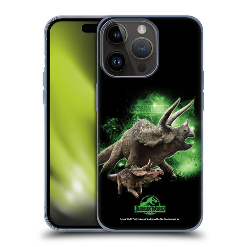 Jurassic World Key Art Triceratops Soft Gel Case for Apple iPhone 15 Pro