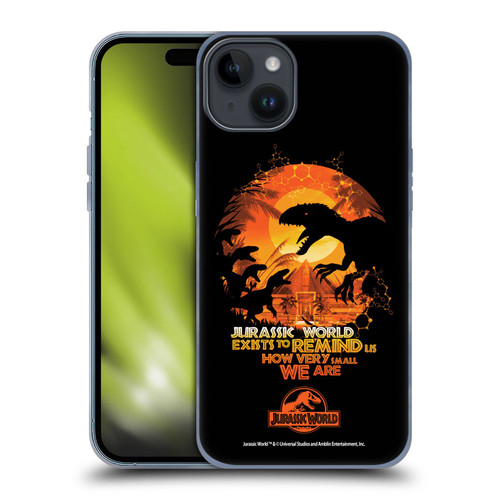 Jurassic World Vector Art Raptors Silhouette Soft Gel Case for Apple iPhone 15 Plus