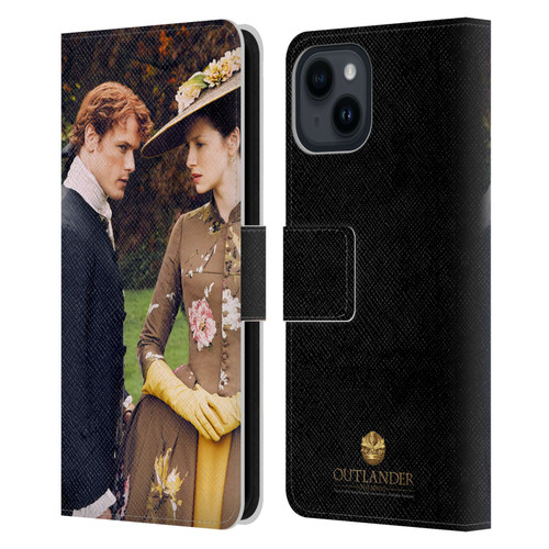 Outlander Characters Jamie And Claire Leather Book Wallet Case Cover For Apple iPhone 15