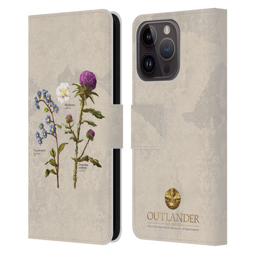 Outlander Graphics Flowers Leather Book Wallet Case Cover For Apple iPhone 15 Pro