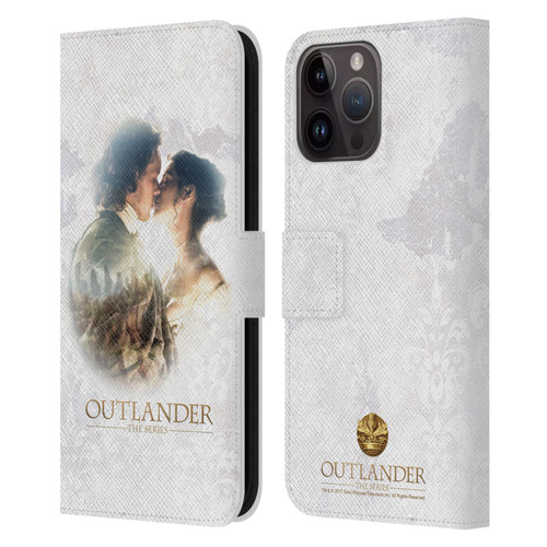 Outlander Portraits Claire & Jamie Kiss Leather Book Wallet Case Cover For Apple iPhone 15 Pro Max