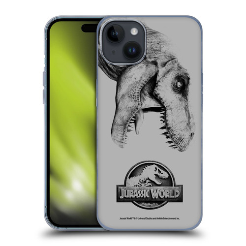 Jurassic World Fallen Kingdom Logo T-Rex Soft Gel Case for Apple iPhone 15 Plus