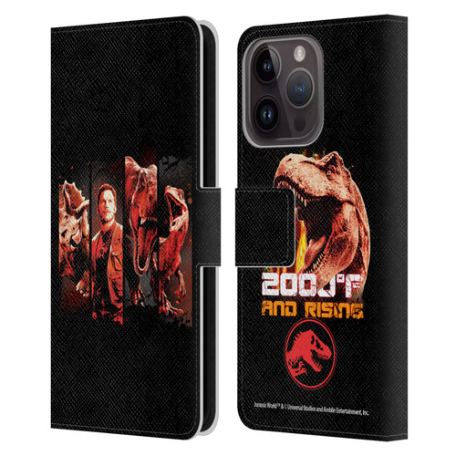 Jurassic World Fallen Kingdom Key Art Character Frame Leather Book Wallet Case Cover For Apple iPhone 15 Pro