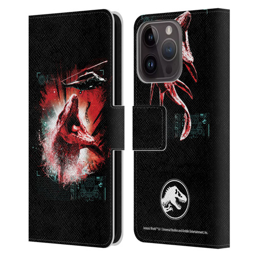 Jurassic World Fallen Kingdom Key Art Mosasaurus Leather Book Wallet Case Cover For Apple iPhone 15 Pro