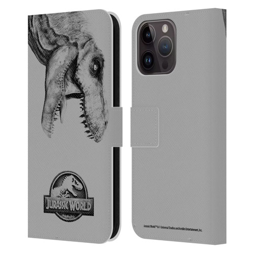 Jurassic World Fallen Kingdom Logo T-Rex Leather Book Wallet Case Cover For Apple iPhone 15 Pro Max
