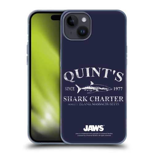 Jaws I Key Art Quint's Shark Charter Soft Gel Case for Apple iPhone 15 Plus