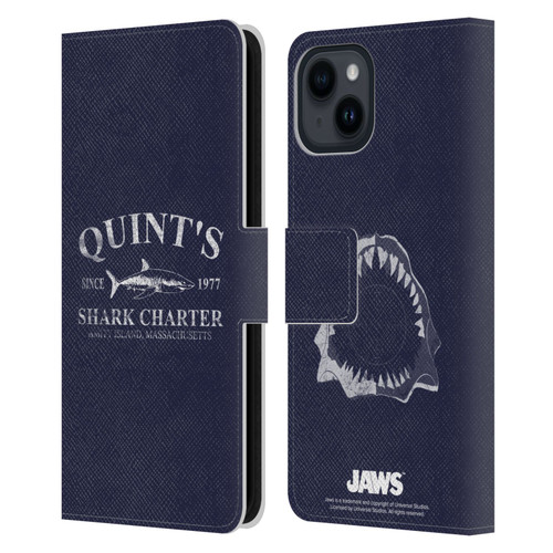 Jaws I Key Art Quint's Shark Charter Leather Book Wallet Case Cover For Apple iPhone 15