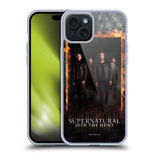 Supernatural Key Art Sam, Dean, Castiel & Crowley Soft Gel Case for Apple iPhone 15 Plus & MagSafe