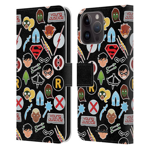 Young Justice Graphics Icons Leather Book Wallet Case Cover For Apple iPhone 15 Pro Max